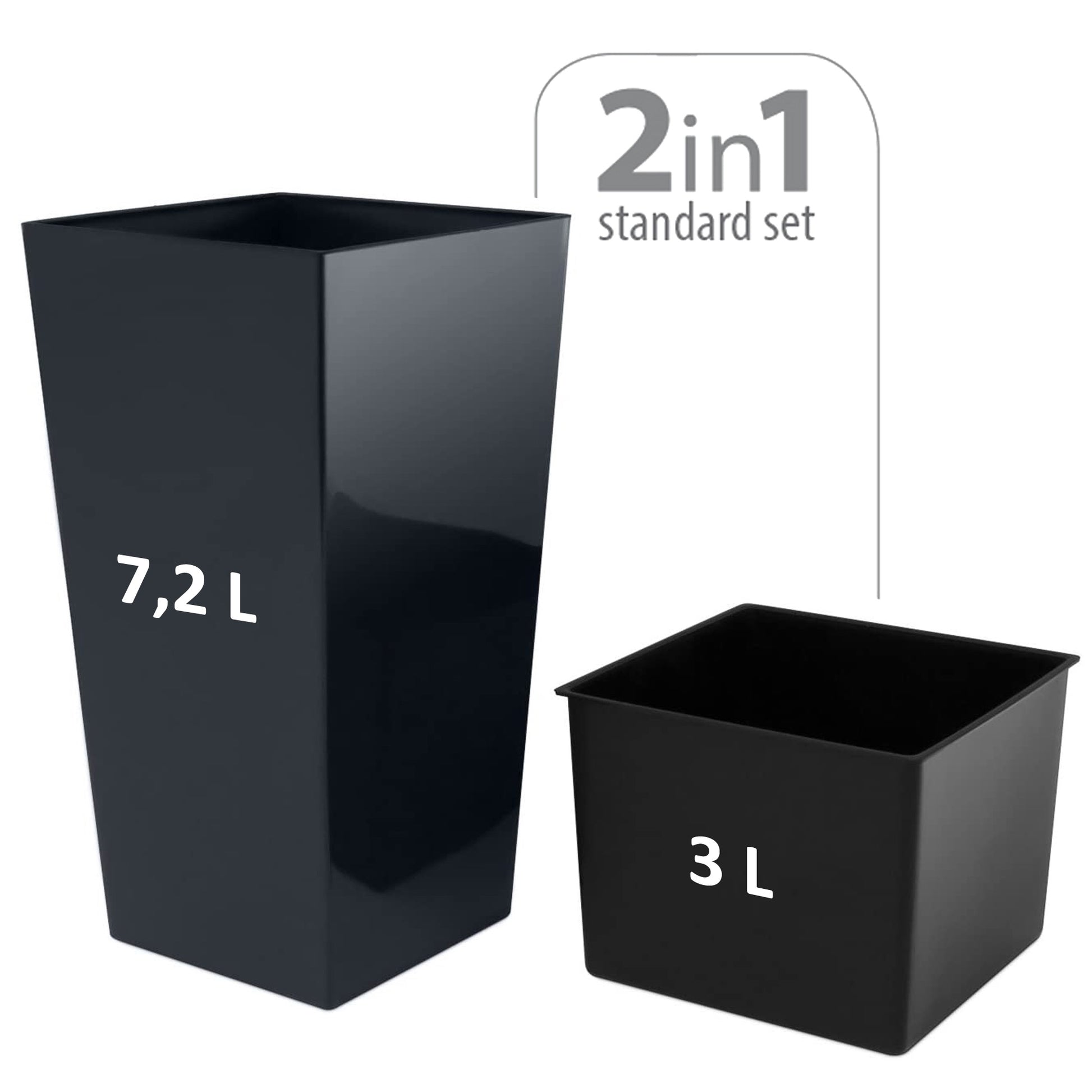 Maceta Alta Urbi 7,2 Litros, De Plastico, 17 X 17 X 32,5 Cm En Color Antracita