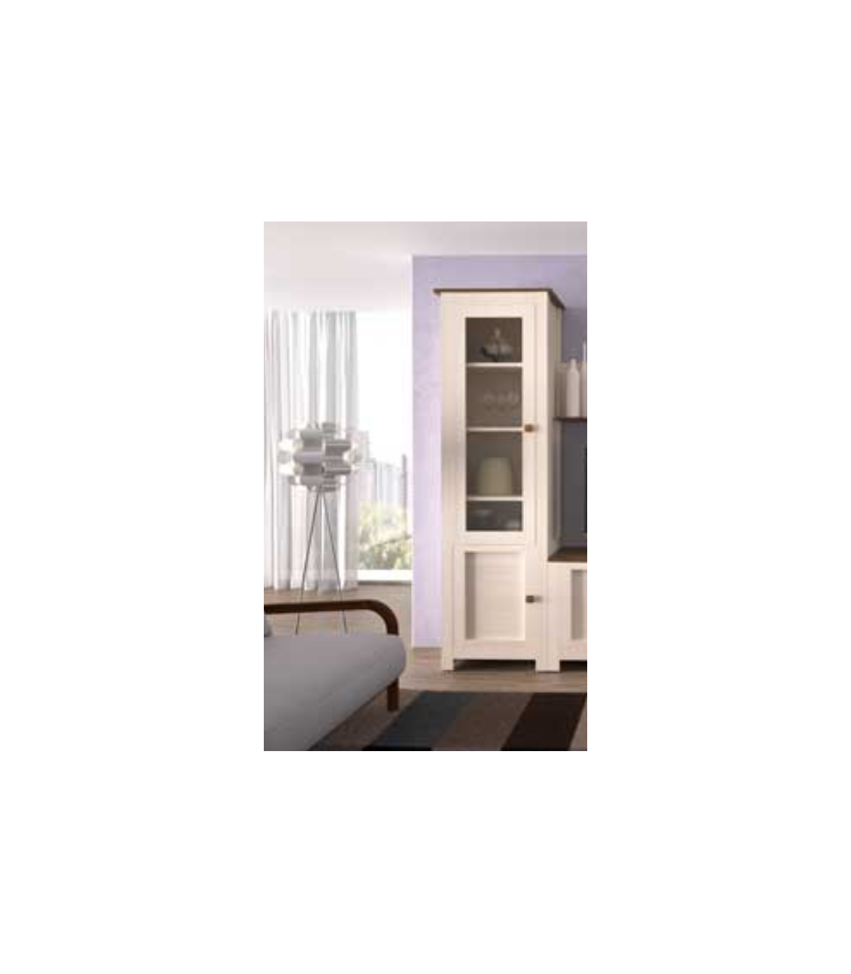 Vitrina 2 Puertas Modelo Baku Acabado Mikado/nogal, 60cm(ancho) 198cm(alto) 38cm(fondo)._5