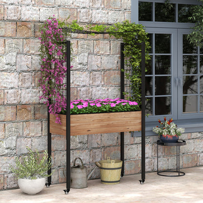 Outsunny Mesa De Cultivo Con Ruedas Huerto Urbano Elevado Enrejado 110x49x190 Cm_1