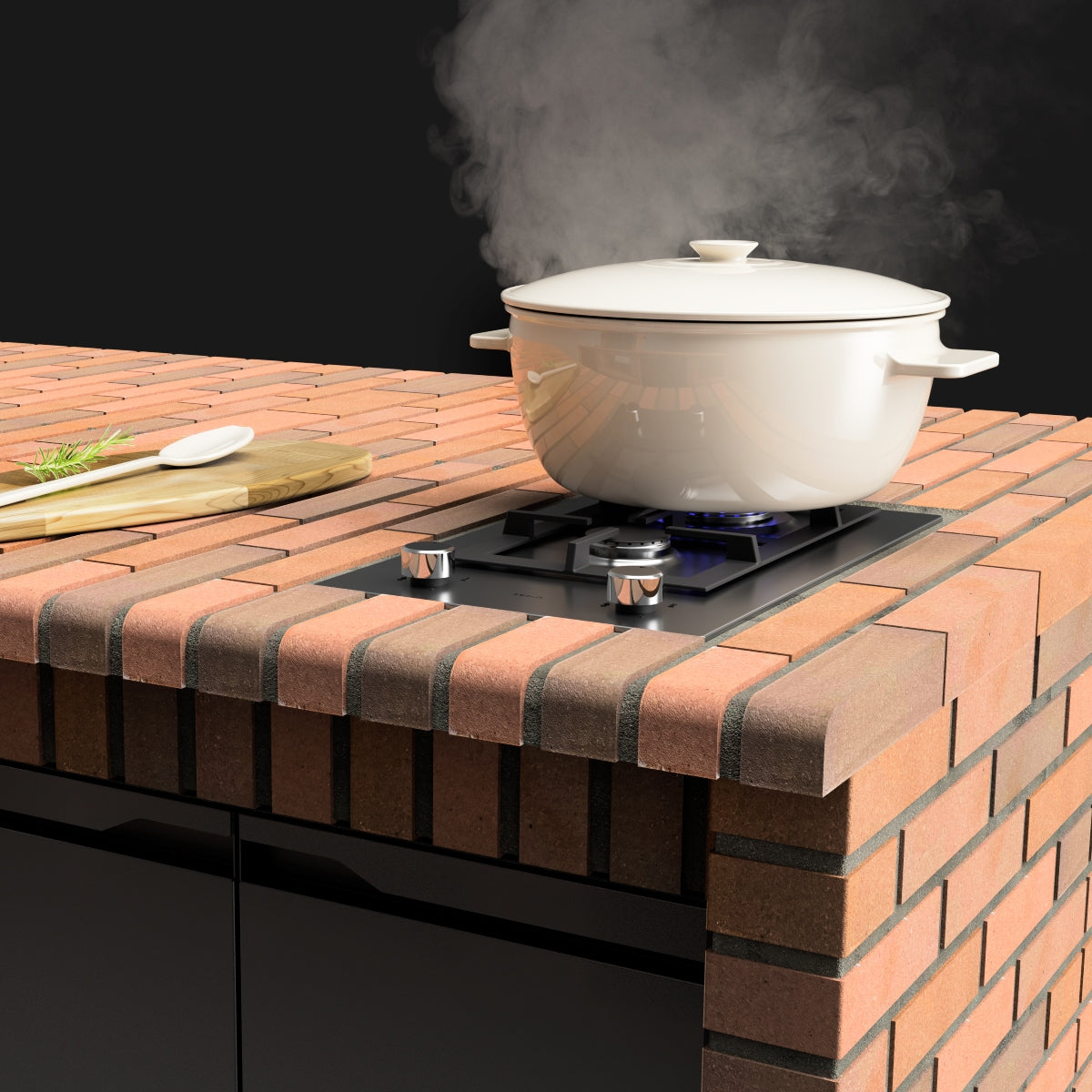 Módulo de bancada com placa a gás Volterra terracota, Movelar