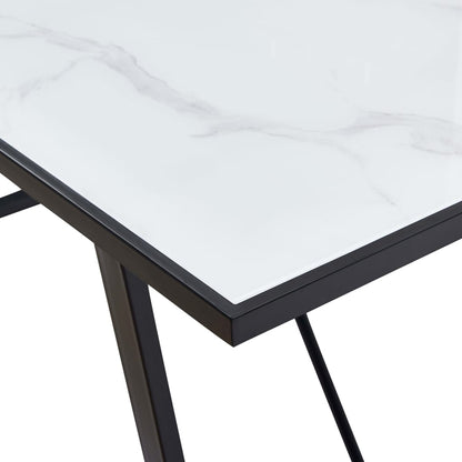 Mesa De Comedor De Vidrio Templado Blanco 160x80x75 Cm_3