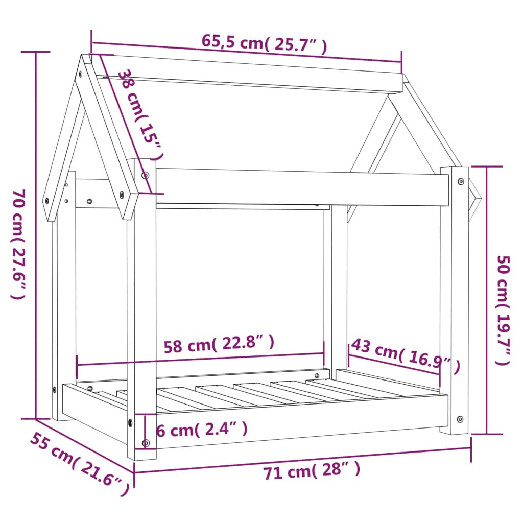 Vidaxl Cama Para Perros Madera Maciza De Pino 71x55x70 Cm_2