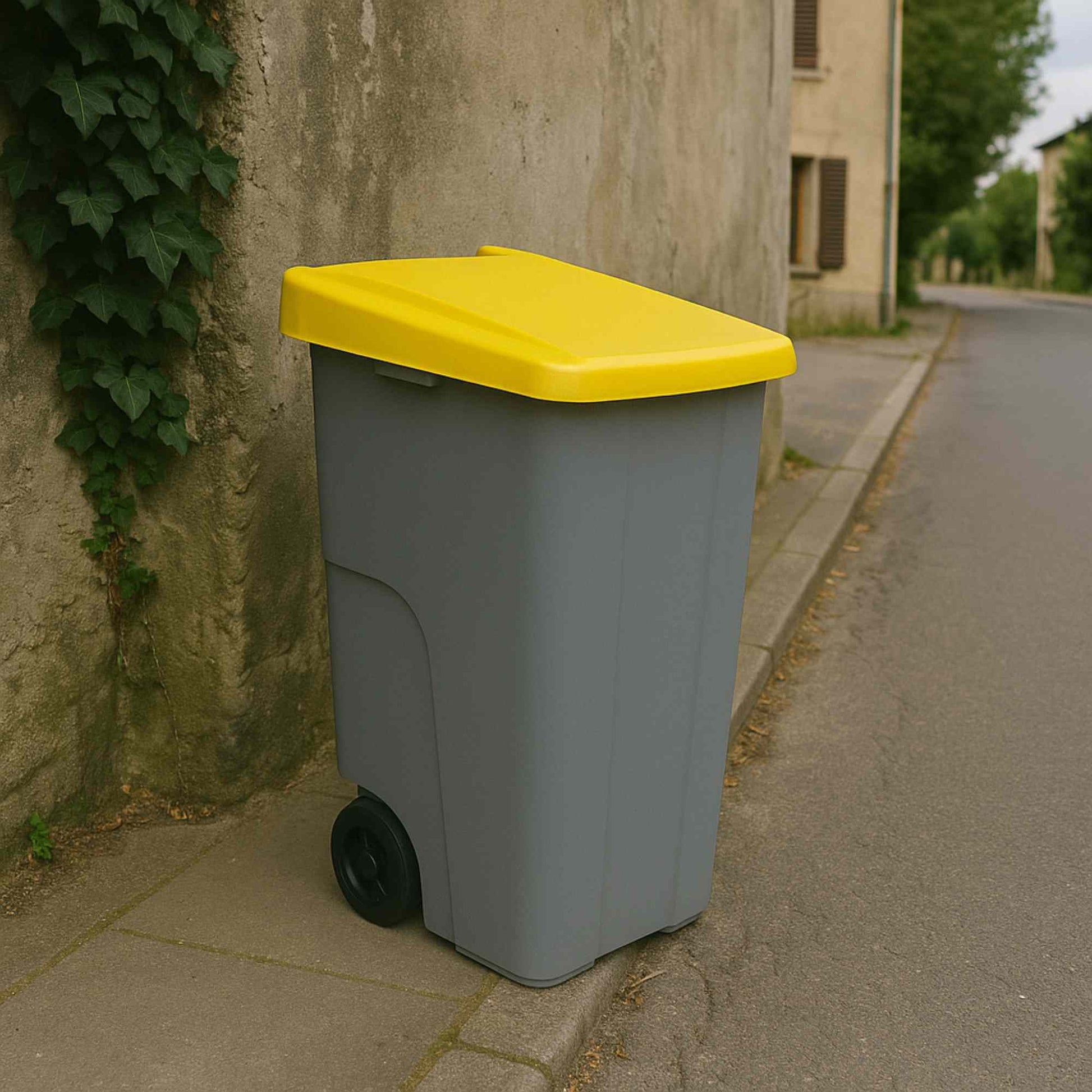 Contenedor Reciclo 110l Amarillo Cerrado 88x57x42 Cm Wellhome_2
