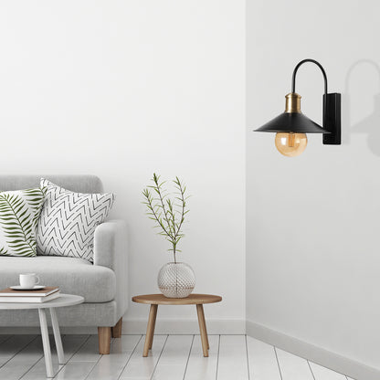 Aplique De Pared, Metal , Negro, 15x15x27, Casquillo E 27 Max 60 W