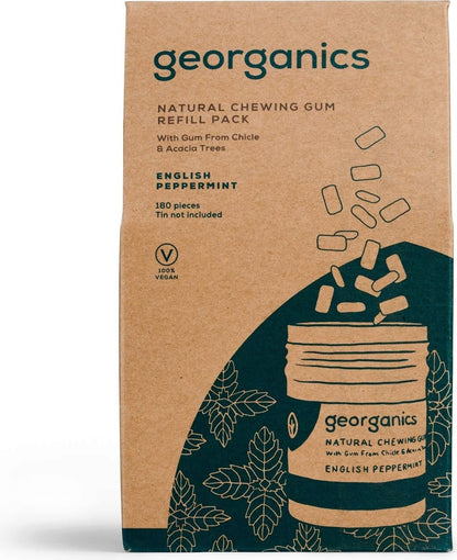 Recargas de pastilha elástica Georganics Natural Mint, 140 unidades