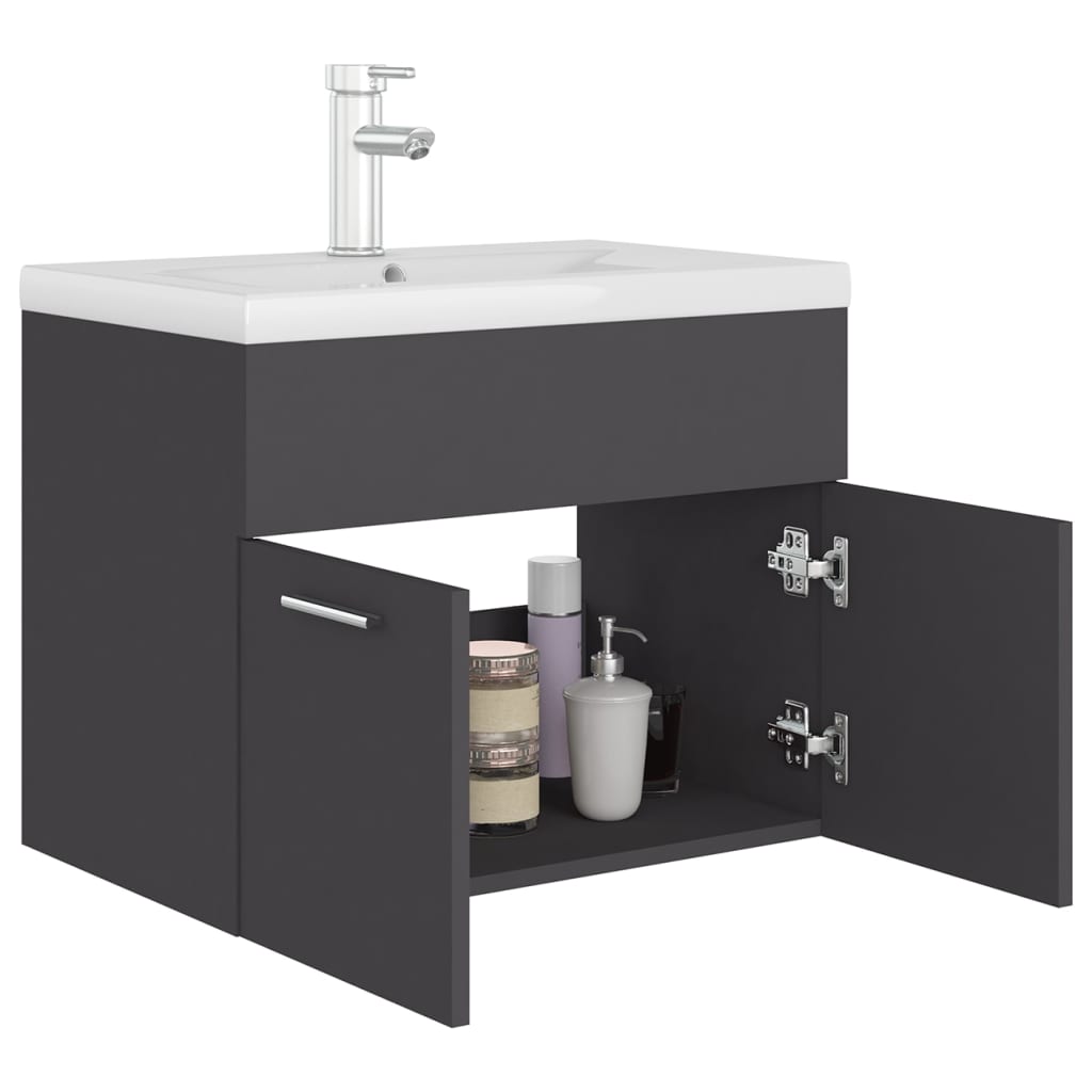 Mueble Con Lavabo Madera De Ingeniería Gris_2