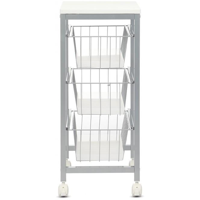 Suporte para legumes Duett com 3 cestos em madeira branca