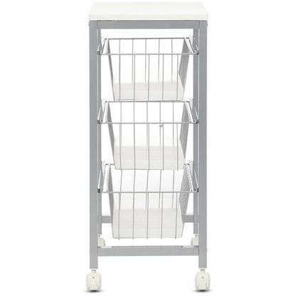 Suporte para legumes Duett com 3 cestos em madeira branca