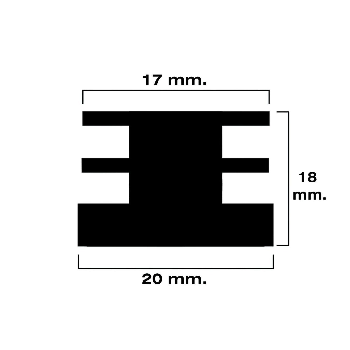 Contera Cuadrada Interior Negra 20x20 Mm. Blister 4 Piezas.