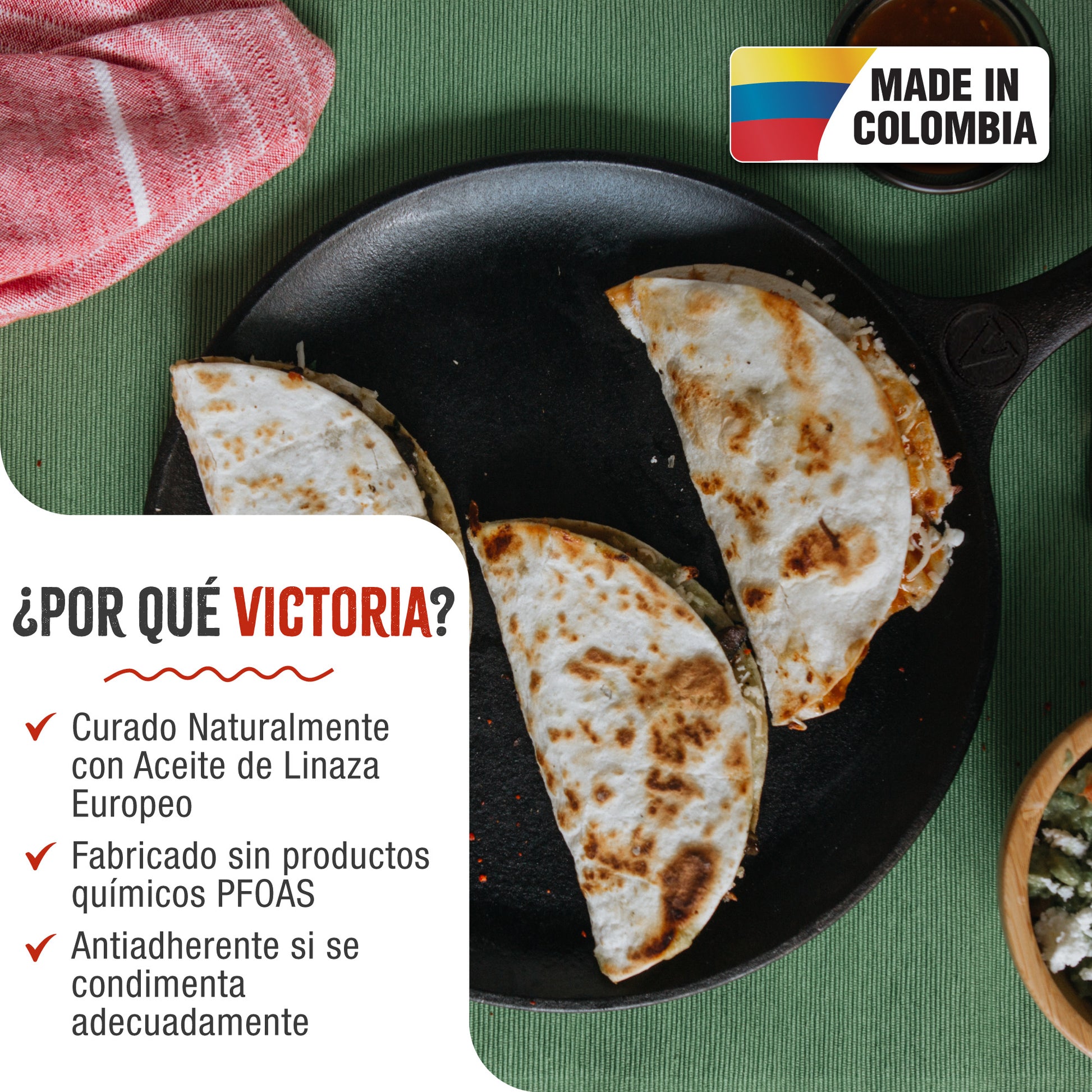 Victoria Plancha Cocina Inducción Comal Hierro Fundido Curado Para Pizza, Tortillas 26,6cm Fuego, Barbacoa, 32999_1