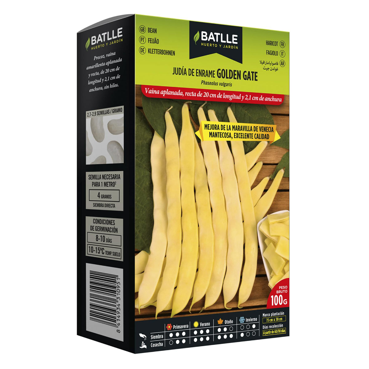 Sementes de Feijão Golden Gate 100 g Batlle