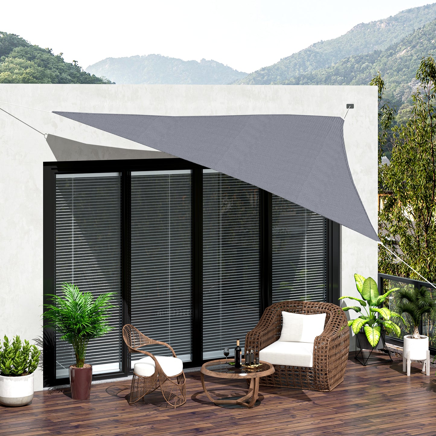 Outsunny Toldo Vela Sombrilla Parasol Triangulo Tejido De Poliester 185 G/m²_1