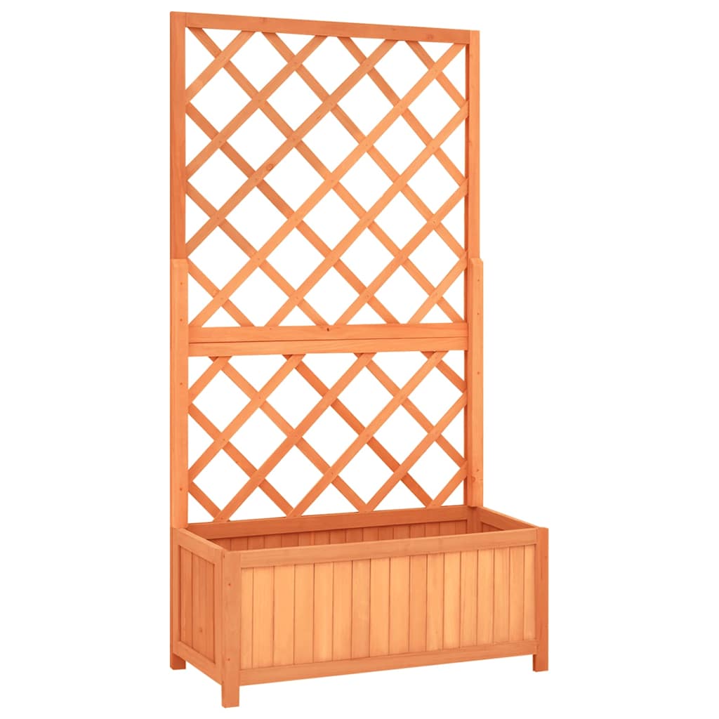Jardinera Con Enrejado Marrón 70x30x135 Cm Madera Maciza De Abeto_0