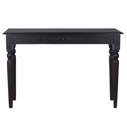 Mesa Consola De Madera Maciza De Caoba Negro Claro 110x30x75 Cm_0