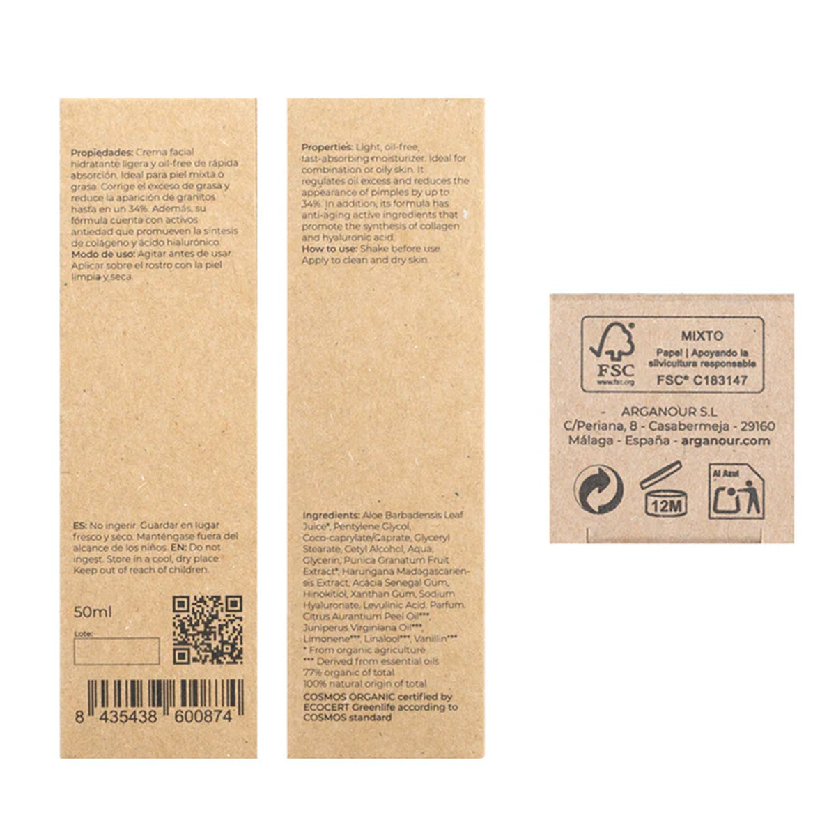 Creme facial Arganour para pele mista/oleosa 50ml