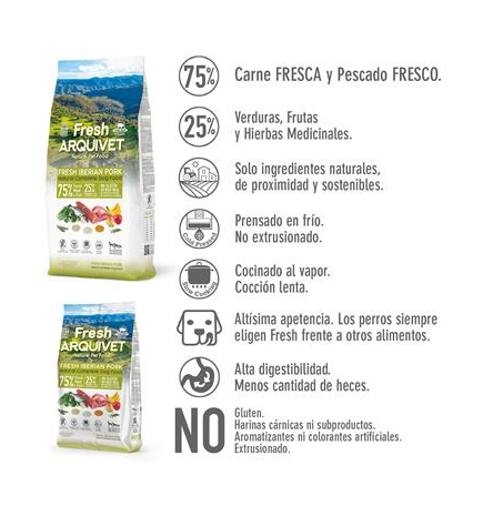 Carne de Porco Ibérico Fresca Arquivet 2,5 Kg Alimento semi-húmido para cães
