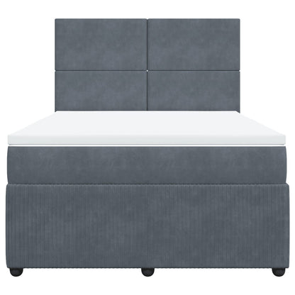 Cama Box Spring Con Colchón Terciopelo Gris Oscuro 140x200 Cm / Vetonek_3