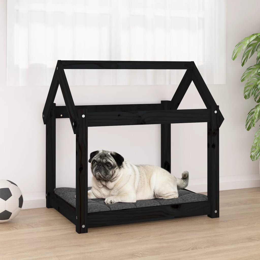 Vidaxl Cama Para Perros Madera Maciza De Pino Negro 71x55x70 Cm_1