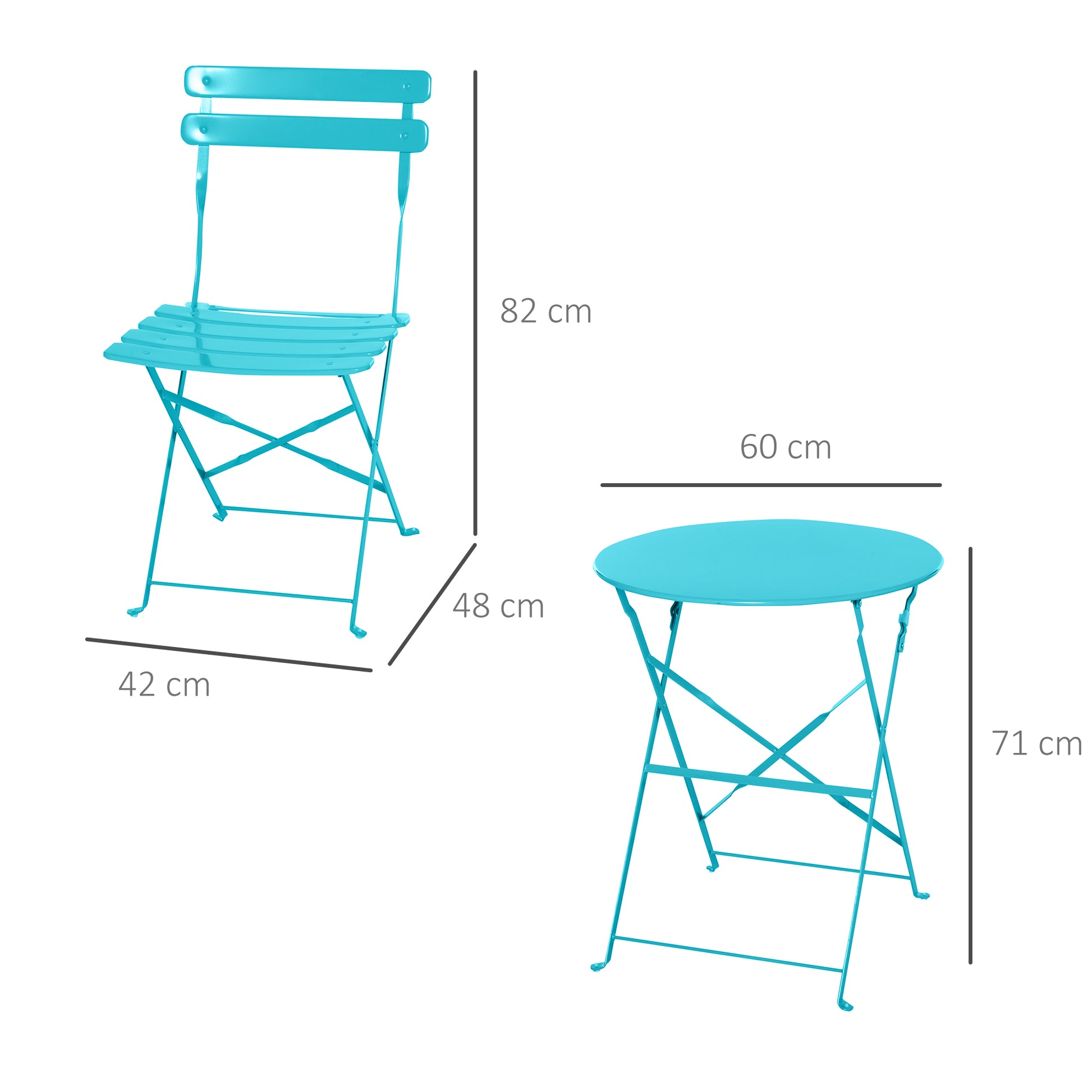 Outsunny Conjunto De Muebles Plegables De Jardín Mesa Y 2 Sillas De Metal Ø60x71_2