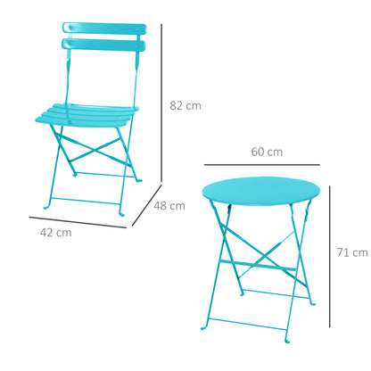 Outsunny Conjunto De Muebles Plegables De Jardín Mesa Y 2 Sillas De Metal Ø60x71_2