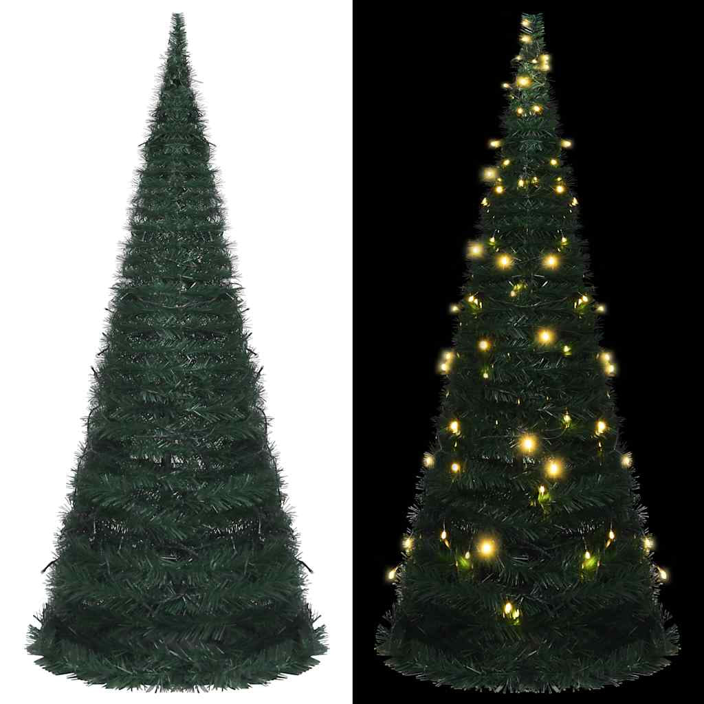 Vidaxl Árbol De Navidad Emergente Preiluminado Con Luces Verde 210 Cm_0