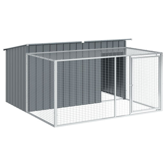 Caseta Para Perro Con Corral Antracita 197x194x110 Cm Acero Galvanizado_0