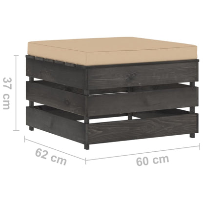 Muebles De Jardín 3 Piezas Con Cojines Madera Impregnada Gris / Vetonek_2
