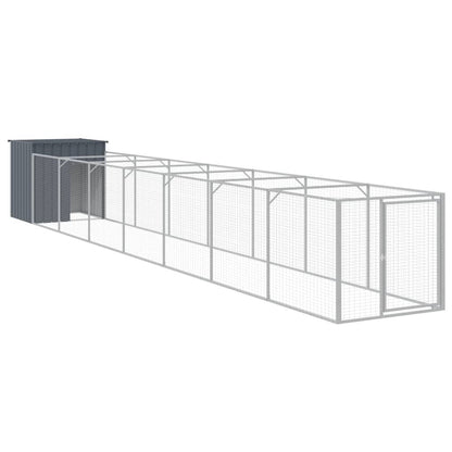 Vidaxl Caseta Perros Con Corral Acero Galvanizado Gris 110x813x110 Cm_0