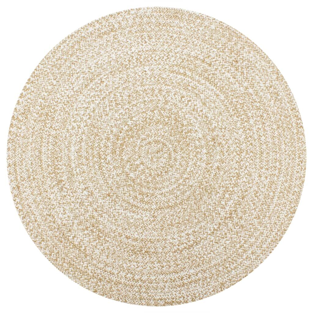 Vidaxl Alfombra De Yute Tejida A Mano Blanco Y Natural 90 Cm_0