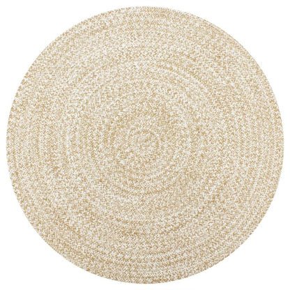 Vidaxl Alfombra De Yute Tejida A Mano Blanco Y Natural 90 Cm_0