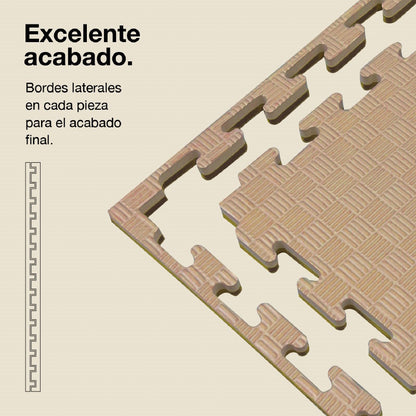Jowy Tatami Puzzle 2cm 100x100cm, Pack 4 Unidades – Superficie 5 Líneas Marrón/beige_2