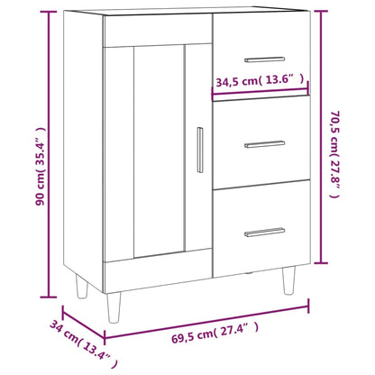 Aparador De Madera Contrachapada Blanco Brillante 69,5x34x90 Cm / Vetonek_5