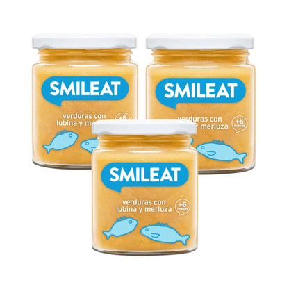 PROMOÇÃO 3x Smileat Pote de Vegetais Biológicos com Robalo e Pescada, 230g