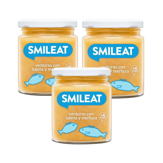 PROMOÇÃO 3x Smileat Pote de Vegetais Biológicos com Robalo e Pescada, 230g