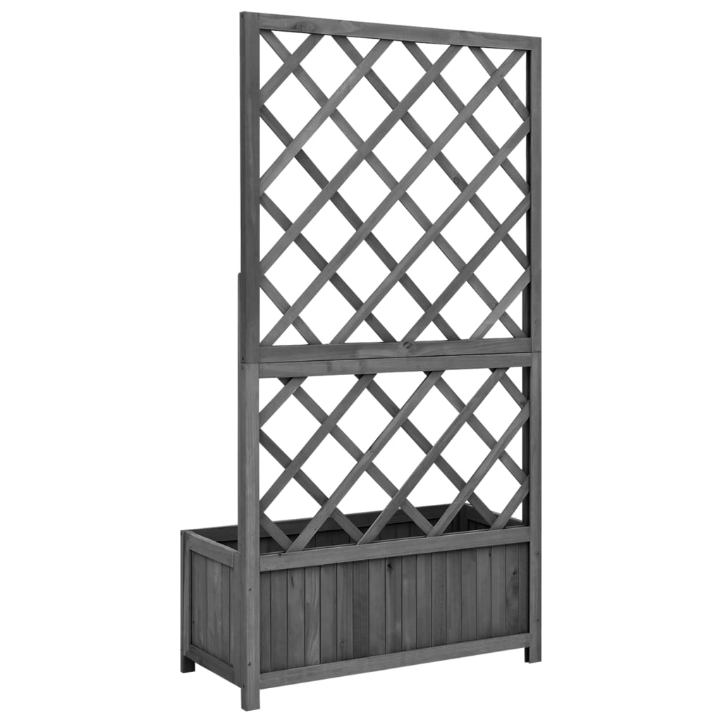 Jardinera Con Enrejado Negro 70x30x135 Cm Madera Maciza De Abeto_3