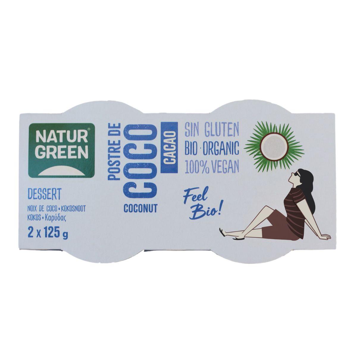 Sobremesa de Coco e Cacau Naturgreen, 2 x 125 g