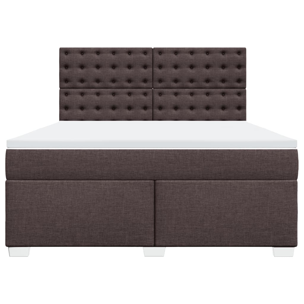 Cama Box Spring Con Colchón Tela Marrón Oscuro 180x200 Cm / Vetonek_4