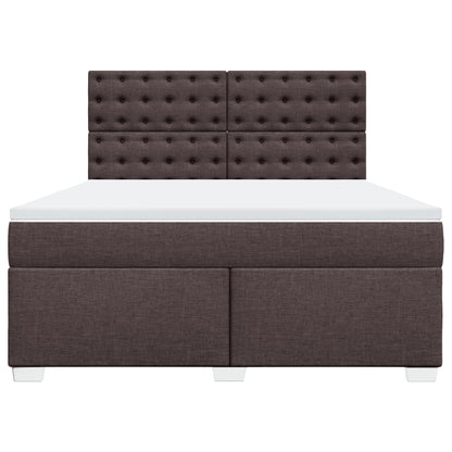 Cama Box Spring Con Colchón Tela Marrón Oscuro 180x200 Cm / Vetonek_4