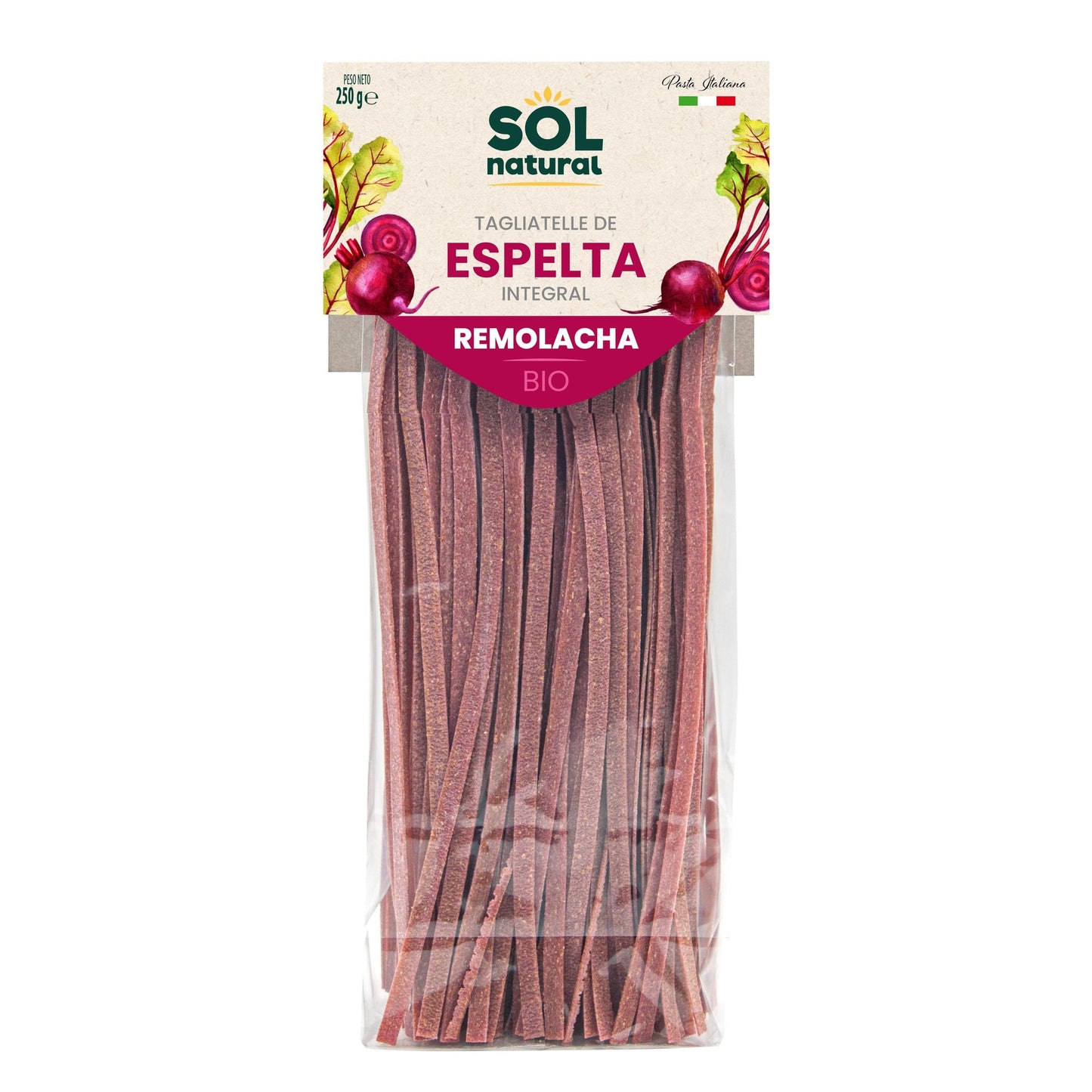 Tagliatelle de Espelta Integral com Beterraba Biológica Sol Natural 250g