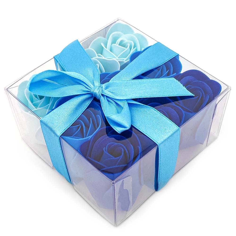 Pack 20 Cajas 9 Rosas De Jabón (azul) - Flores Con Pétalos De Jabón Perfumados - Regalo Original Para Días Especiales_0