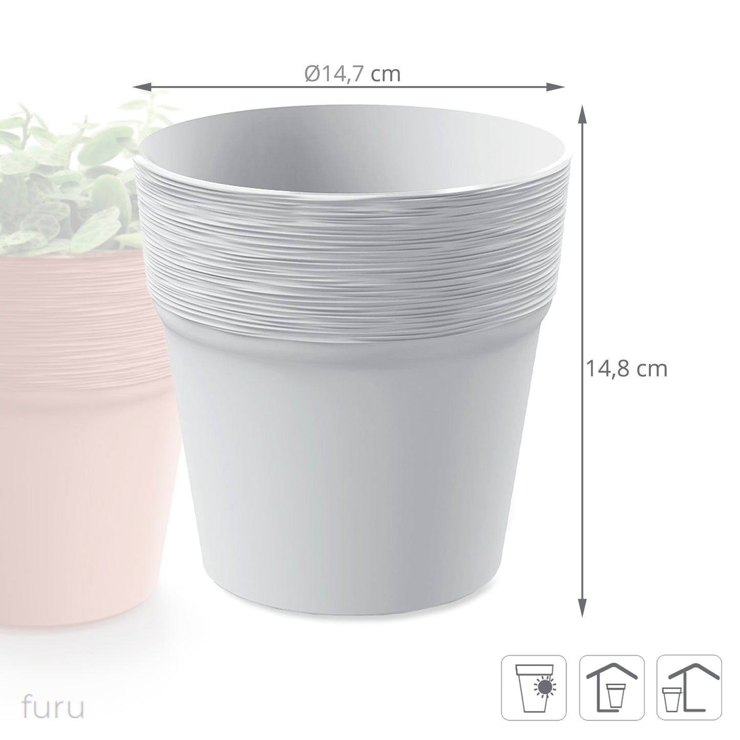 Maceta Furu , Dimensiones (mm) 122x122x122, Color Blanco