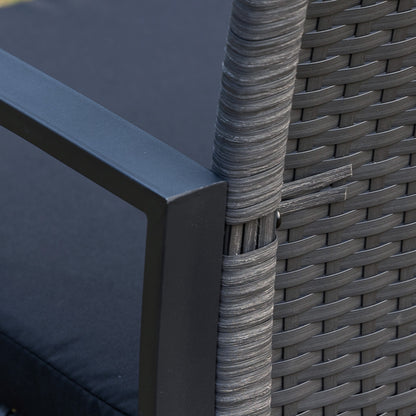 Outsunny Conjunto De Muebles De Ratán 1 Mesa Y 2 Sillas Con Cojines Gris Y Negro_4