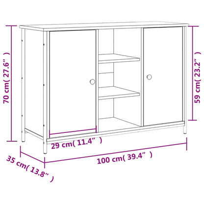Aparador Madera De Ingeniería Roble Ahumado 100x35x70 Cm / Vetonek_4