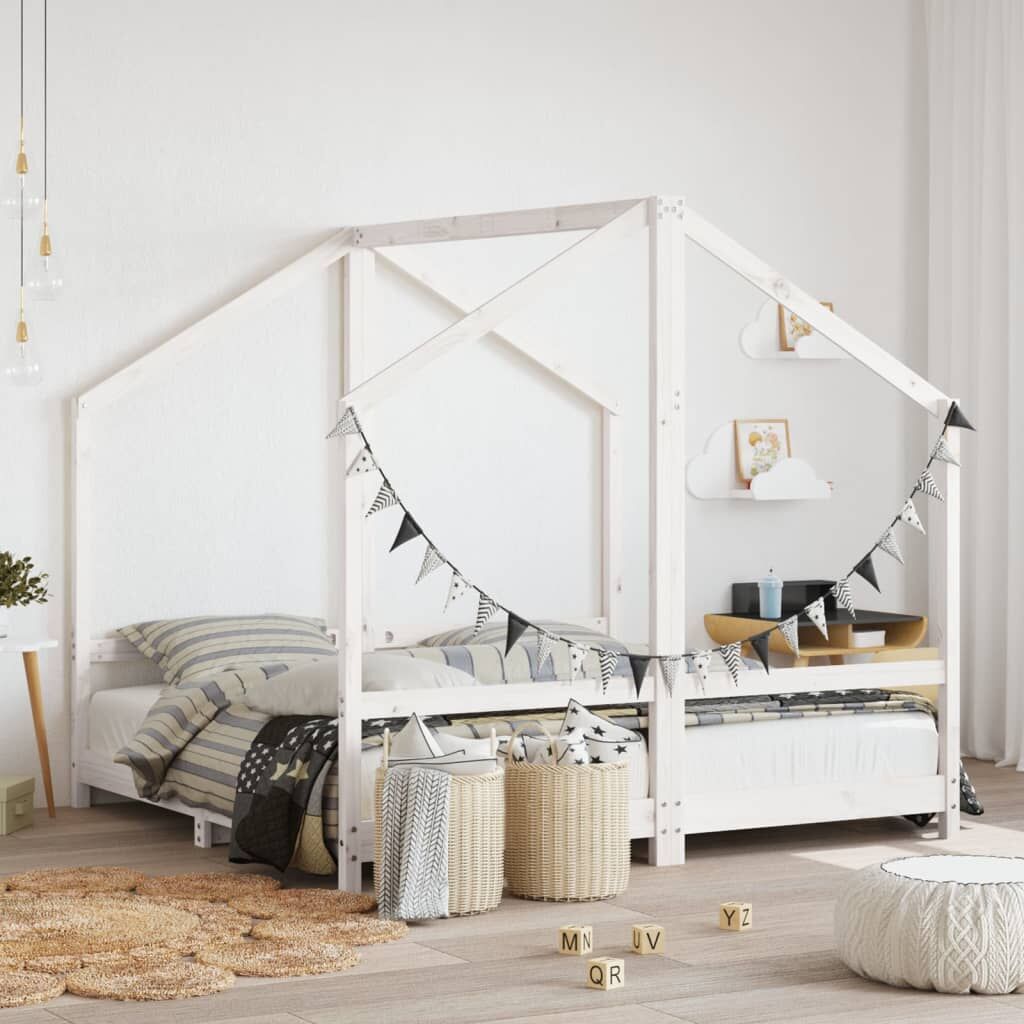 Vidaxl Estructura De Cama De Niños Madera De Pino Blanco 2x(80x160) Cm_1