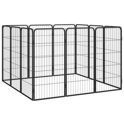 Jaula Perros 12 Paneles Acero Recubierto Polvo Negro 50x100 Cm_2