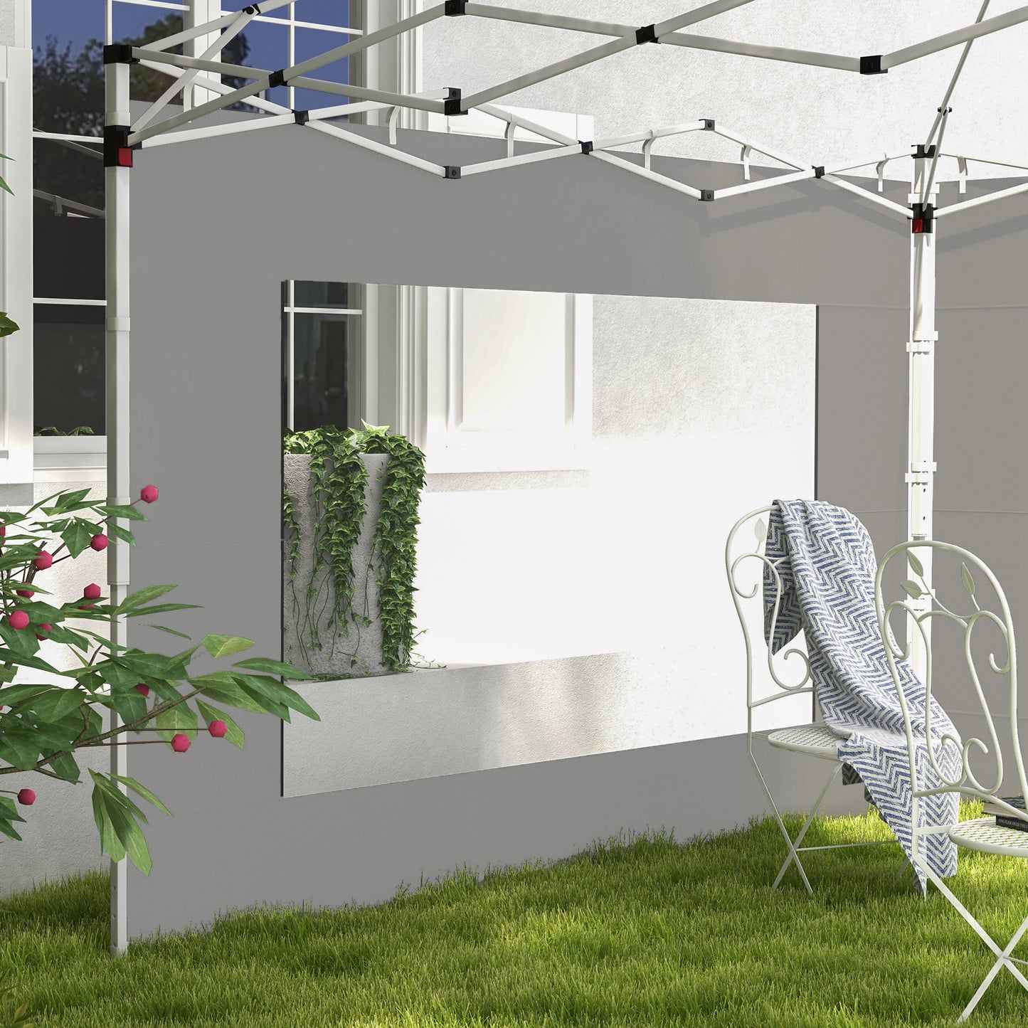 Outsunny Paredes Laterales Para Carpa De 2 Paneles 295x195 Cm Gris_3
