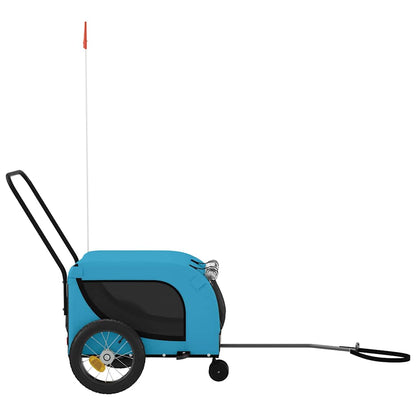 Remolque De Bicicleta Mascotas Hierro Tela Oxford Azul Negro_4