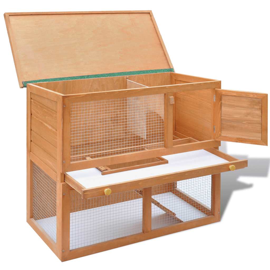 Jaula De Madera Para Conejos Pequeños De Exterior Con 1 Puerta_4