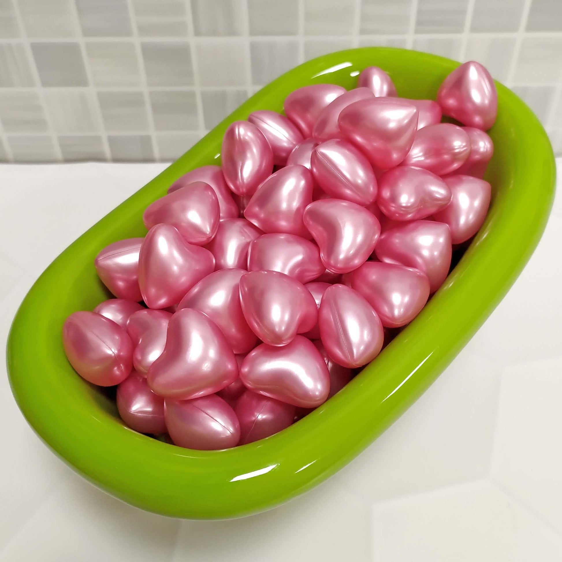 Bolsa Regalo 12 Perlas De Baño Aroma Rosas - Con Aceite De Soja - Hidrata, Suaviza Y Perfuma La Piel - Forma Corazón_4