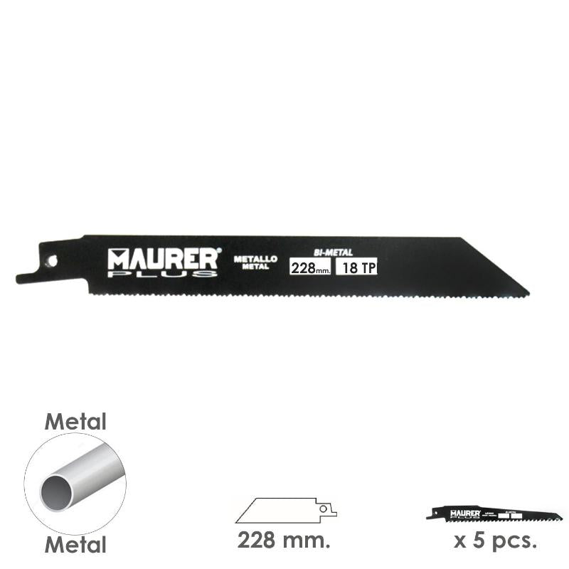 Hoja Para Sierra Sable Metal 228 Mm. - 18 Tpi Tipo Bosch (5 Piezas)_0